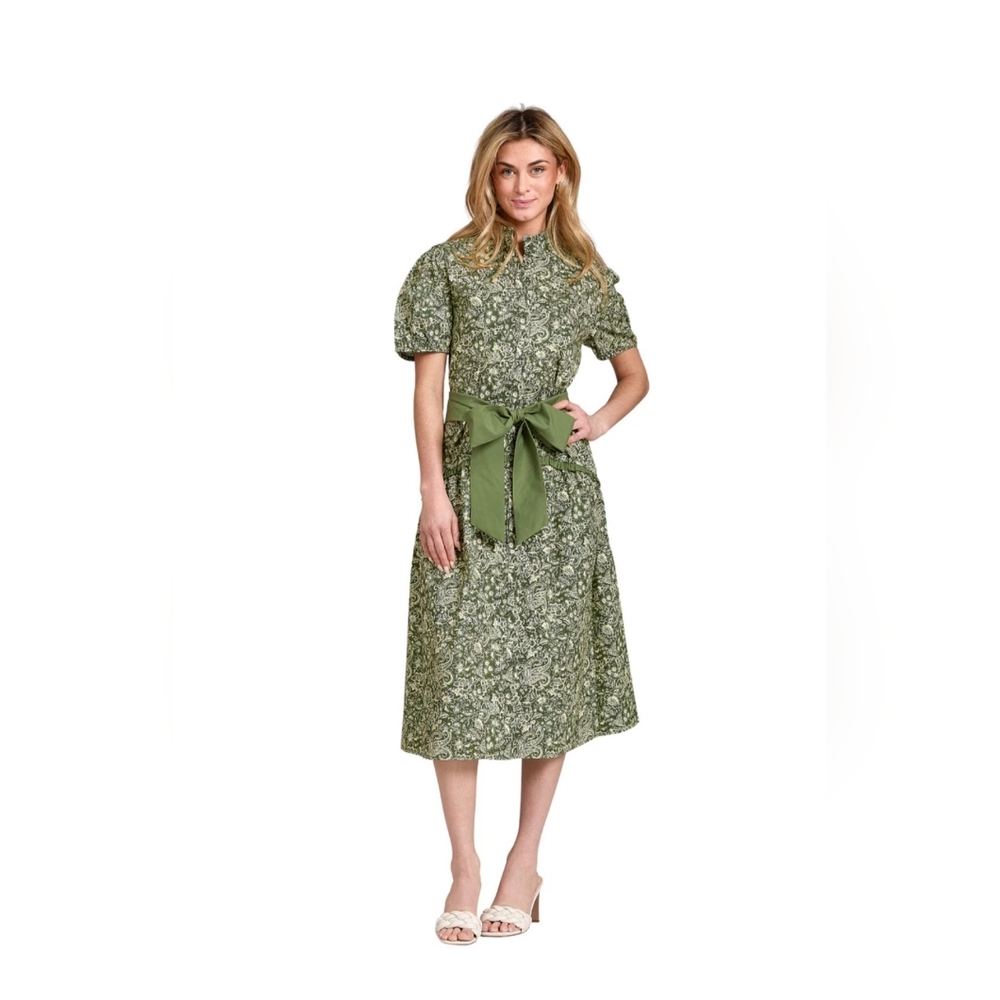 🆕️NWT Taylor Tillman Women's Julie Midi Dress in Olive Paisley, Size S/M, $225 - Picture 2 of 12